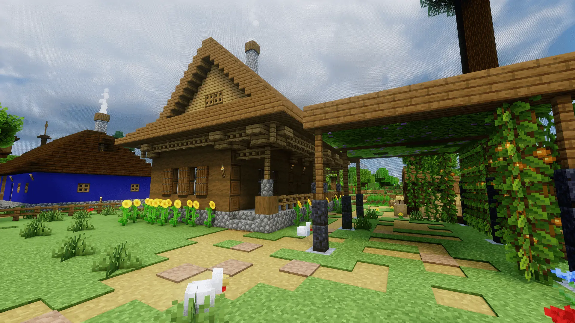 An elegant house with a vineyard beside it